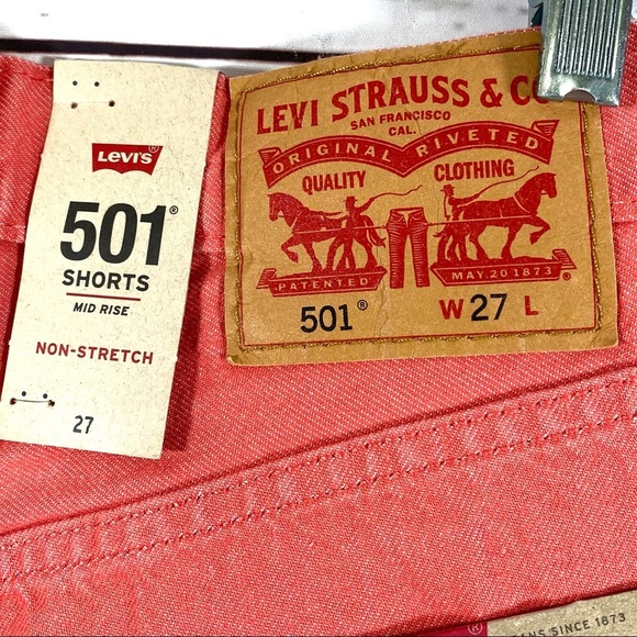 Levis 501 Women’s Shorts Mid Rise Non Stretch Pink - Picture 8 of 11